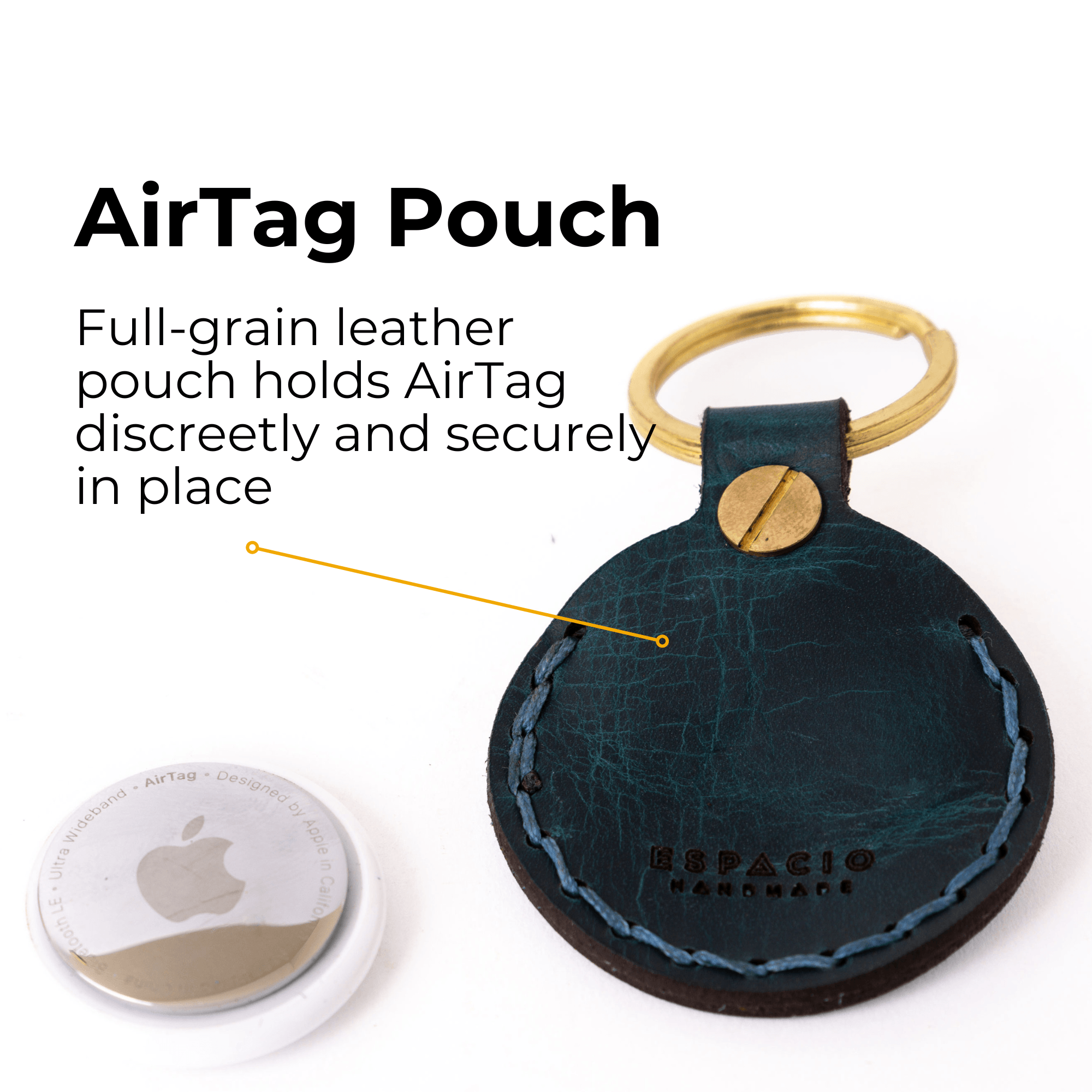 Leather AirTag Pouch Keychain
