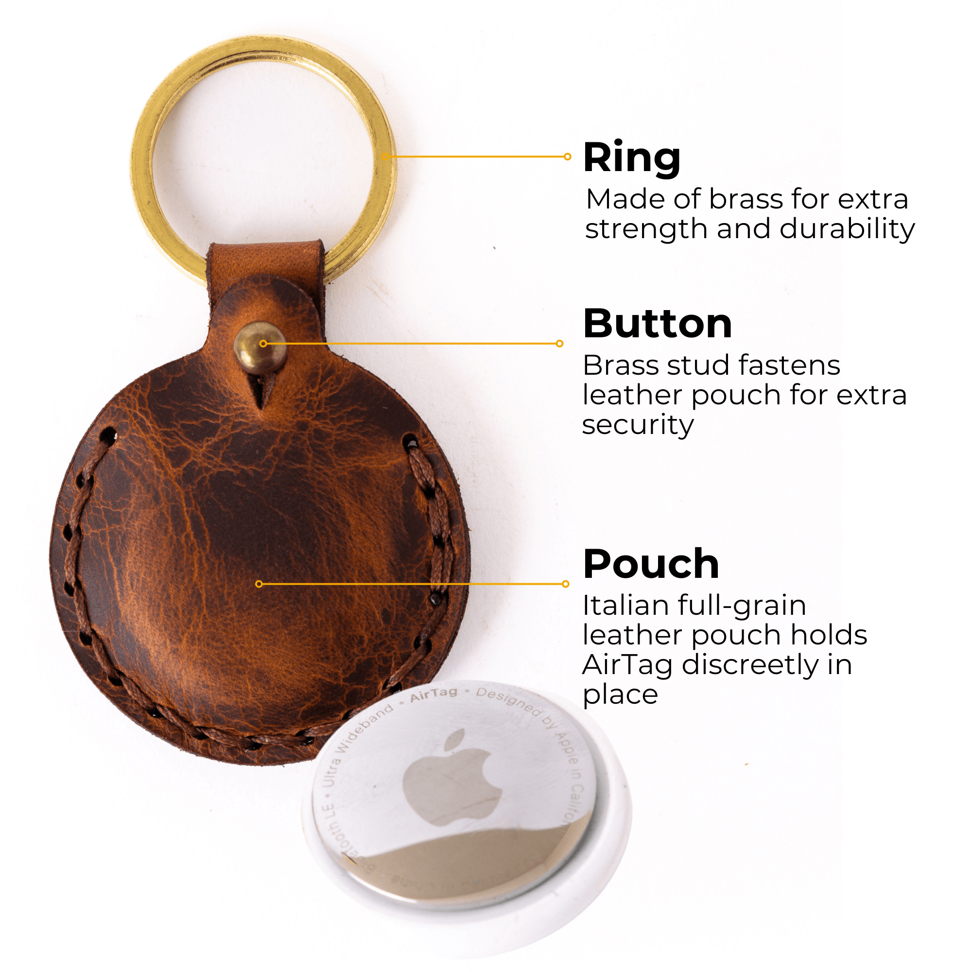 Leather AirTag Pouch Keychain