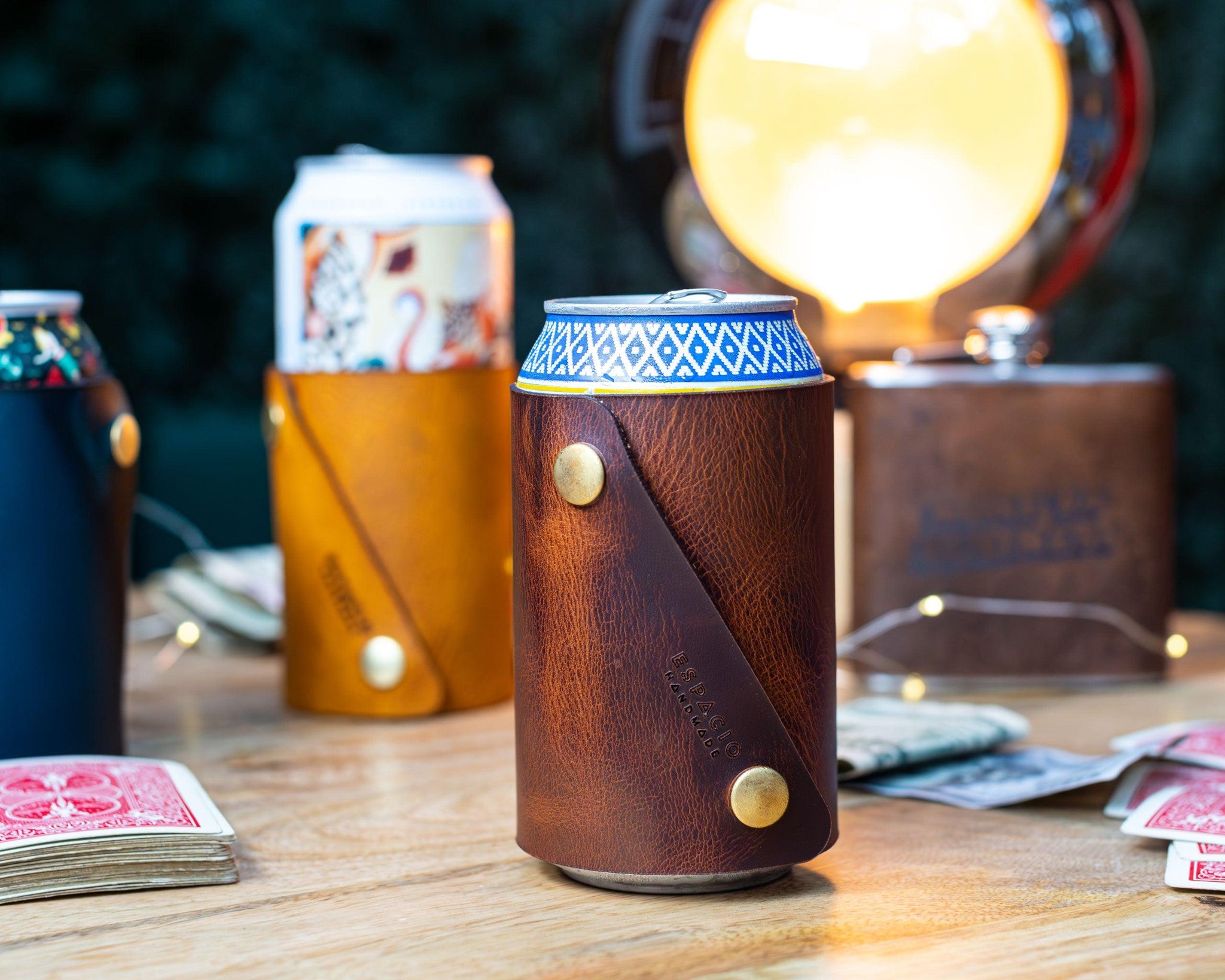 Leather Can Cozy | Espacio Handmade