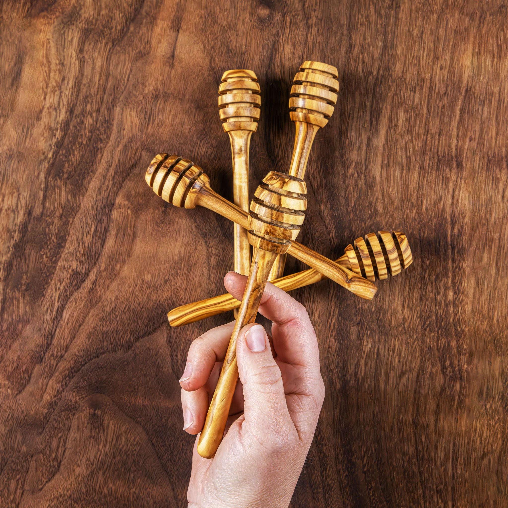 Wooden Olive Honey Dipper Spoon