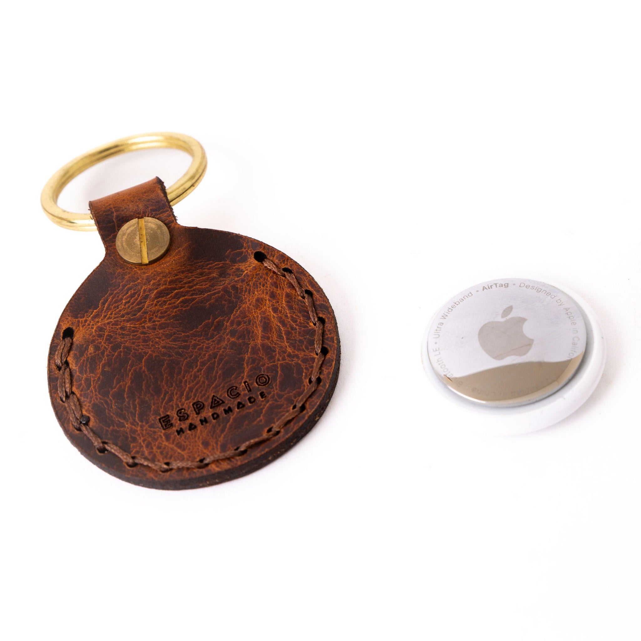 Leather AirTag Pouch Keychain