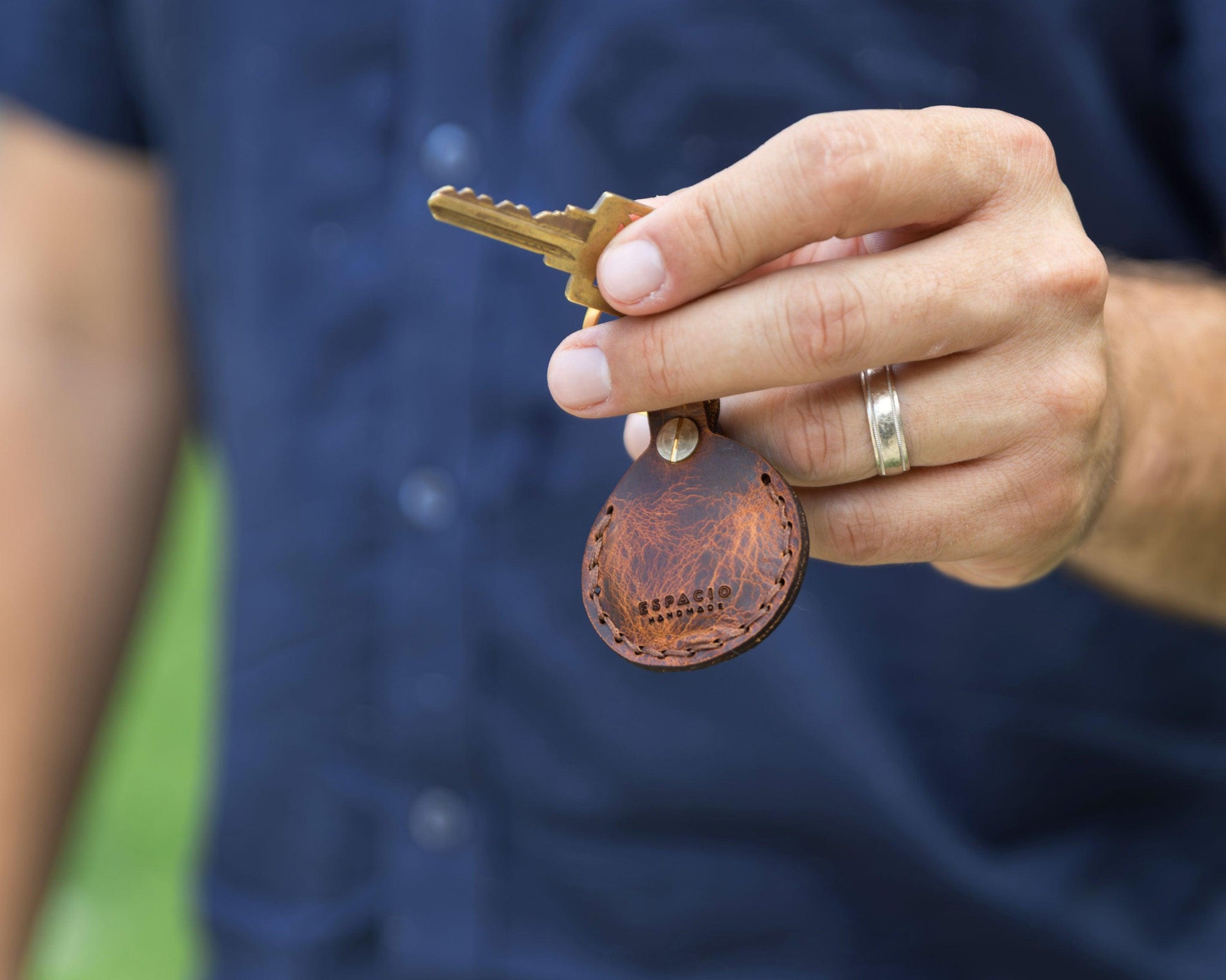 Leather AirTag Pouch Keychain