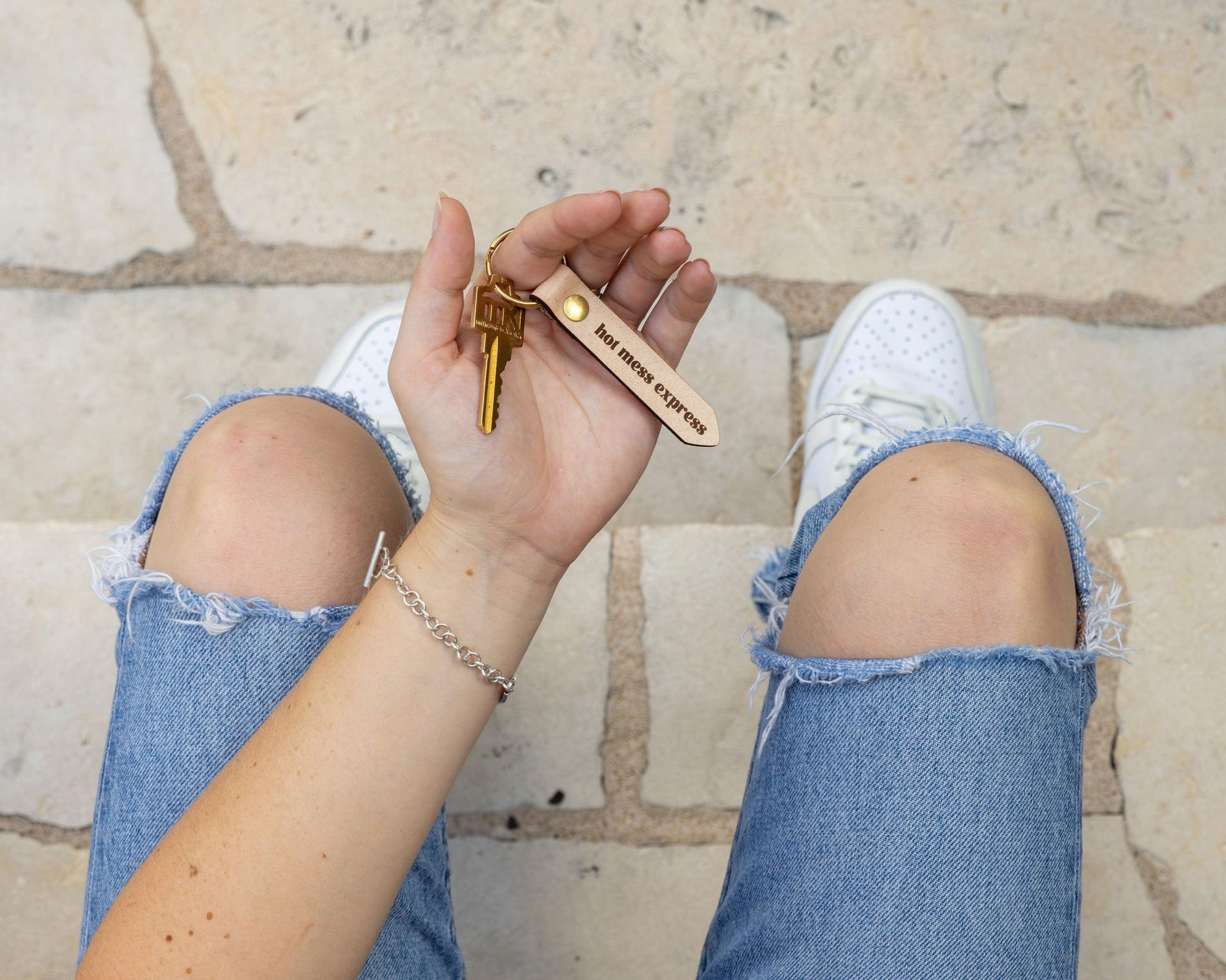 Cheeky Leather Statement Keychain (no curse words)