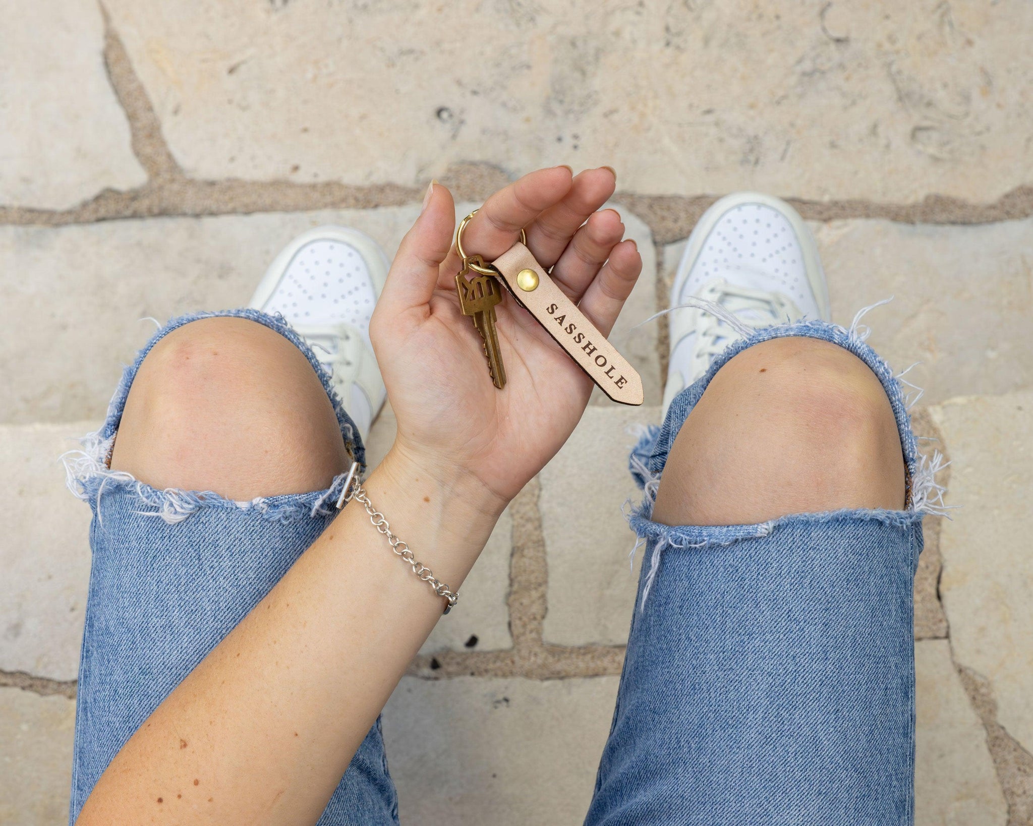 Cheeky Leather Statement Keychain (no curse words)