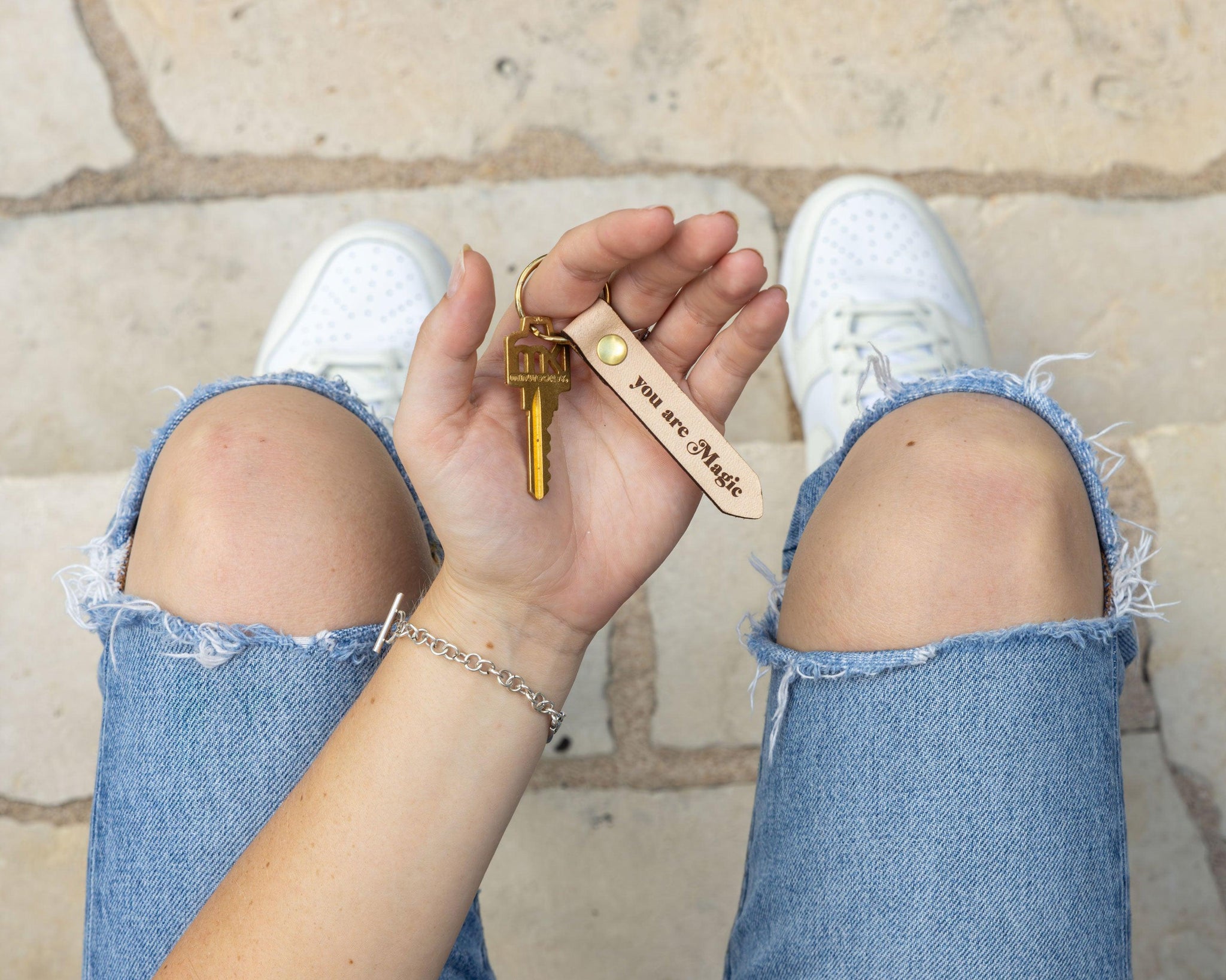 Aspirational Leather Statement Keychain – Espacio Handmade