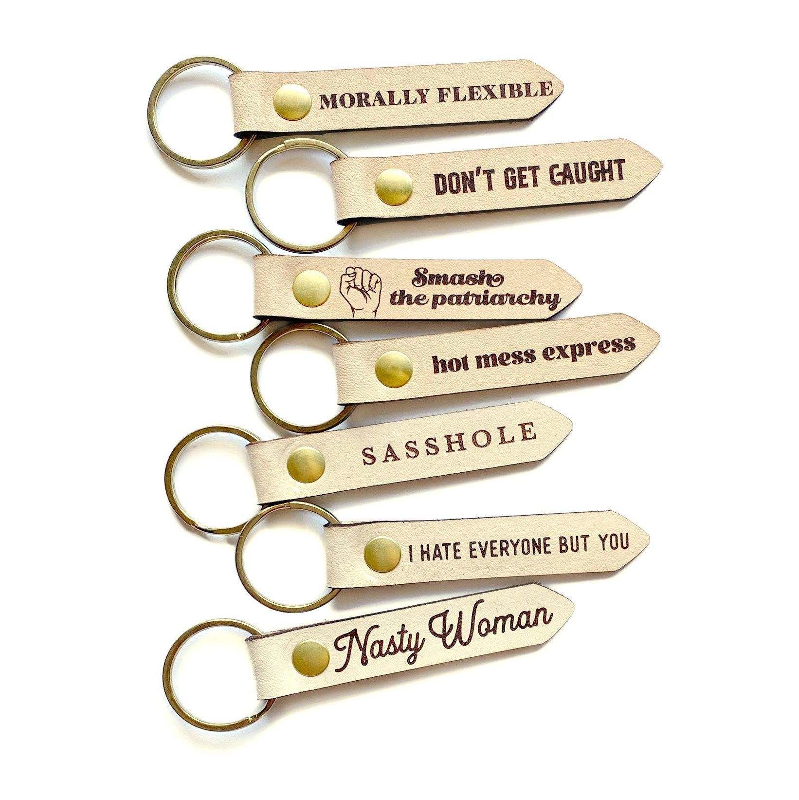 Cheeky Leather Keychain Flags (no curse words) - Espacio Handmade