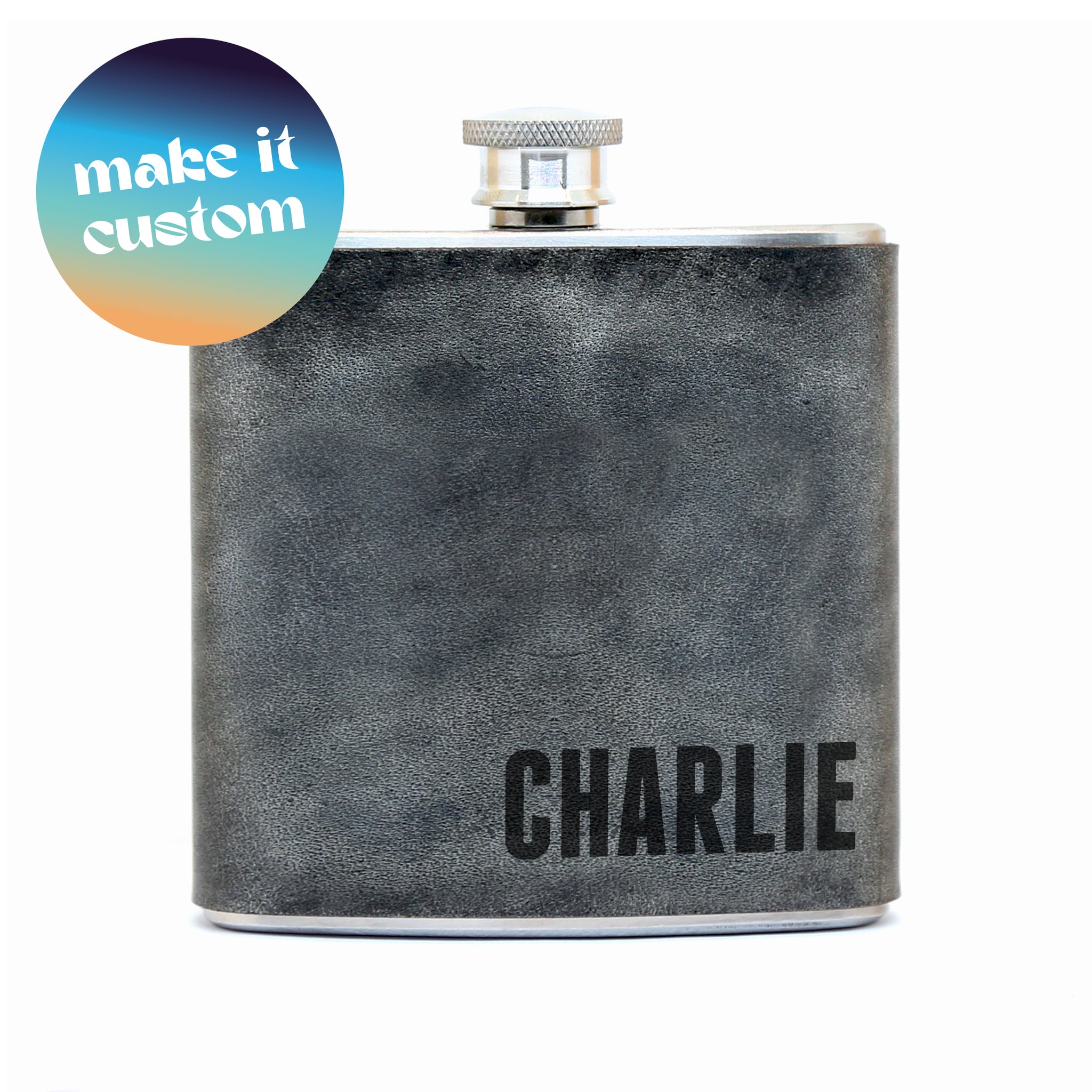 Personalized Engraved Leather Hip Flask