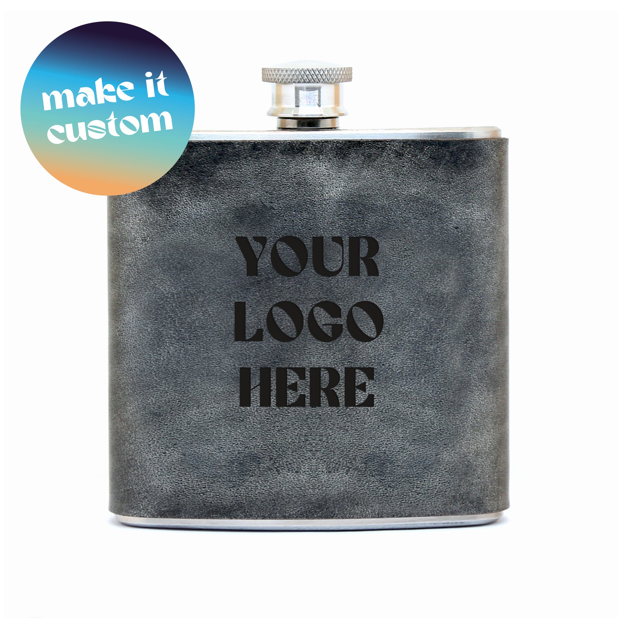 Leather Hip Flask with Custom Artwork