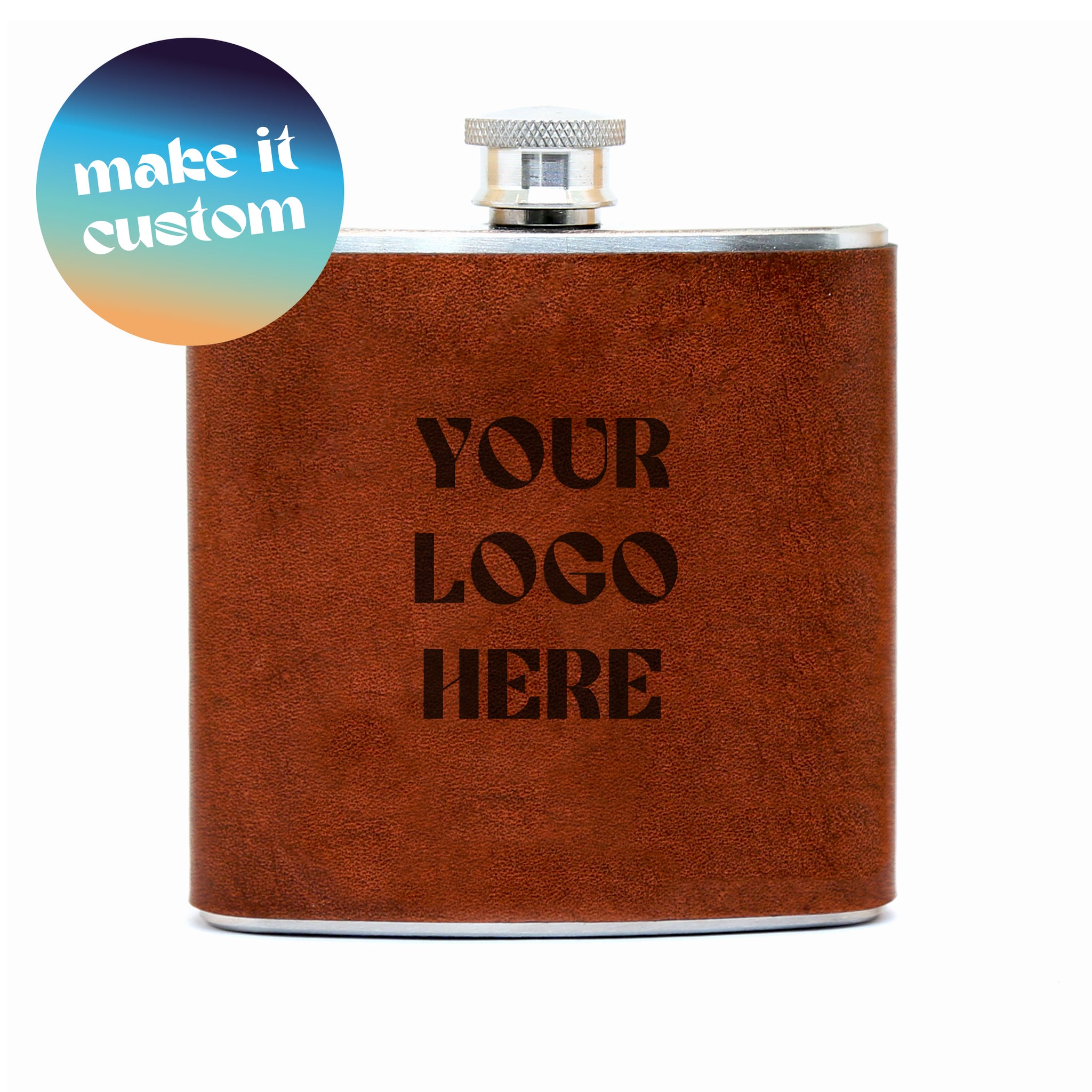 Leather Hip Flask with Custom Artwork