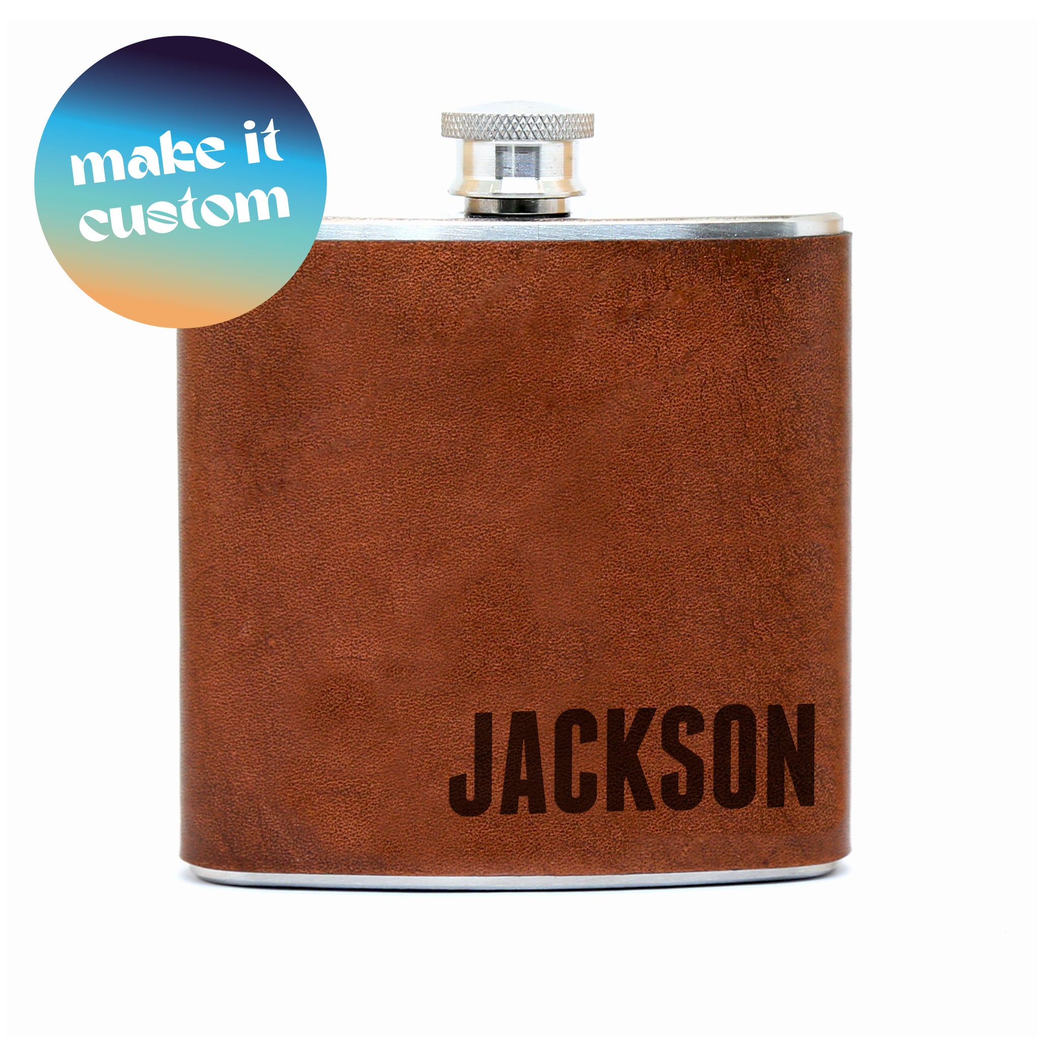 Personalized Engraved Leather Hip Flask