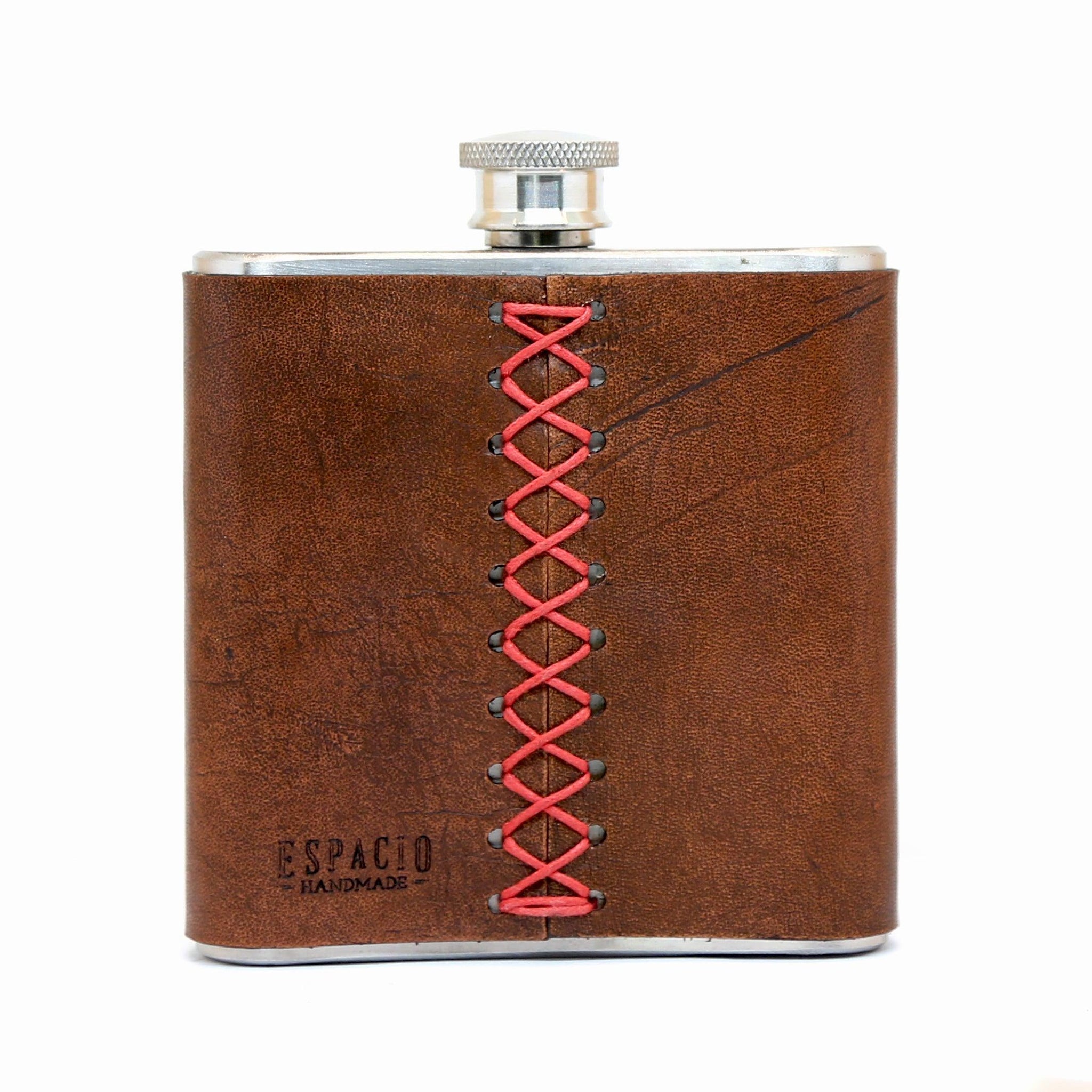 Personalized Engraved Leather Hip Flask - Espacio Handmade