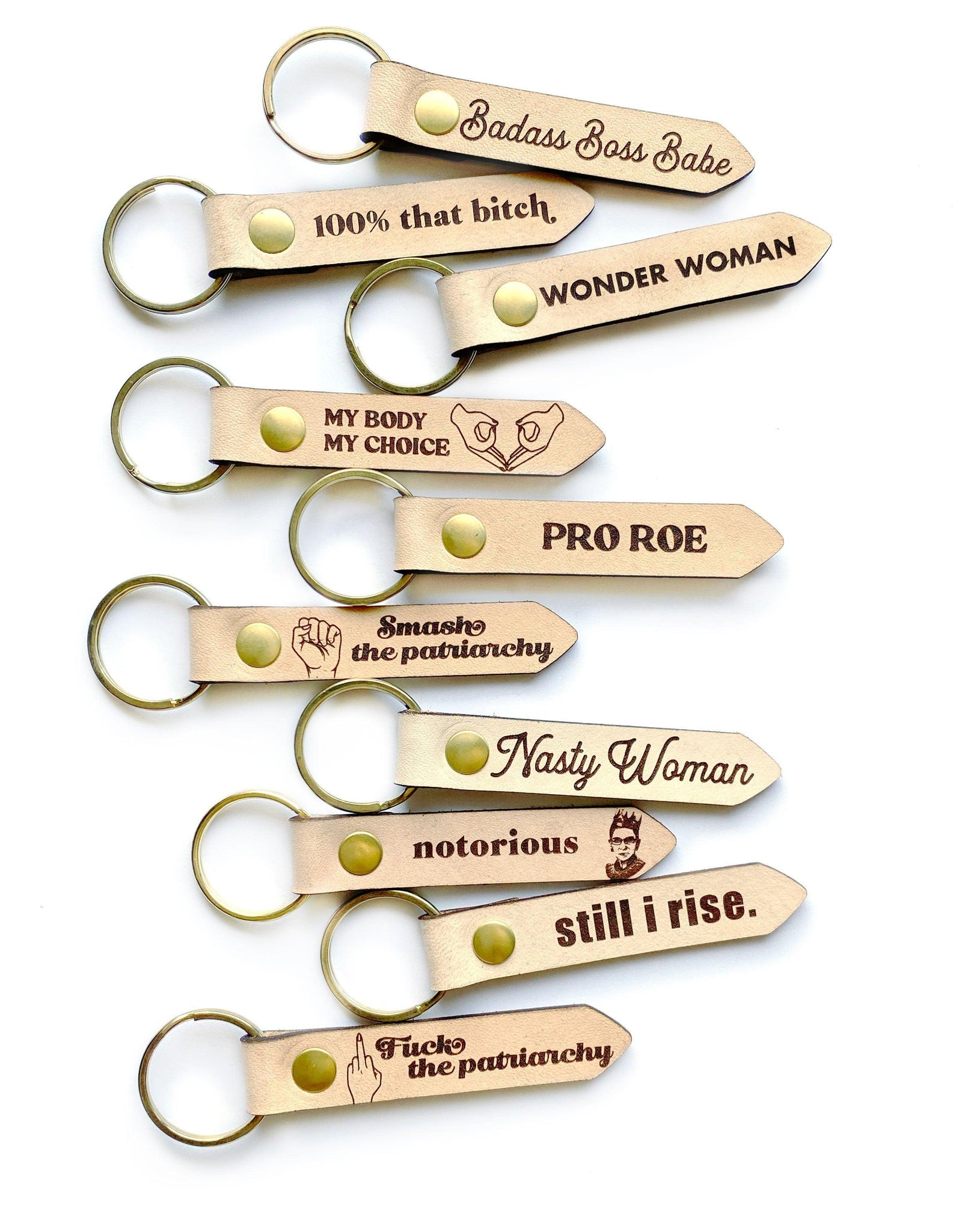 Female Empowerment Leather Keychain Flags – Espacio Handmade